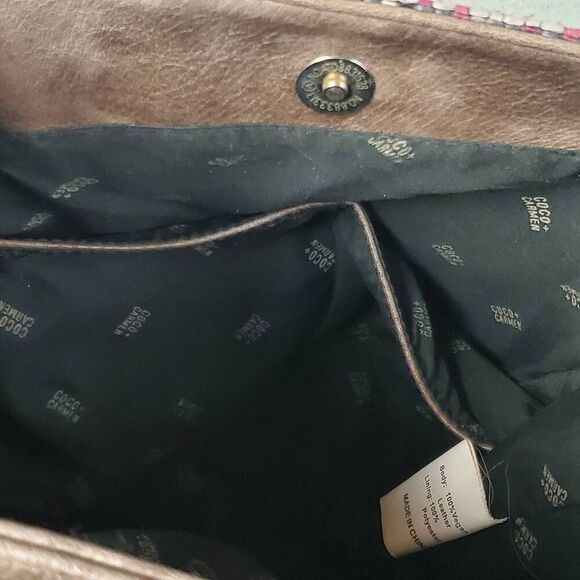 Coco + Carmen Vegan Leather & Tweed Shoulder Bag – Brown/Pink Plaid Purse Tote - Picture 15 of 16